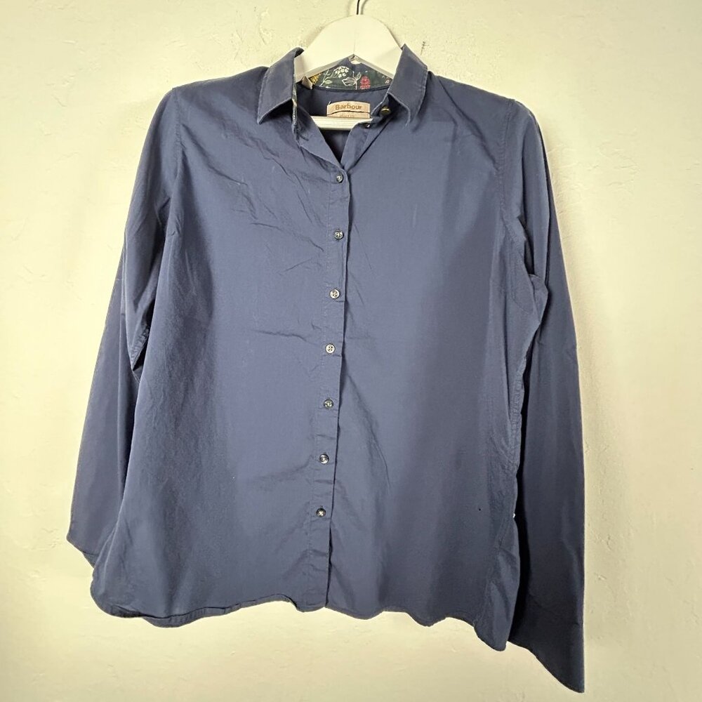 Barbour Womens Parceval Shirt Navy Button-Down Long Sleeve Casual Lightweight